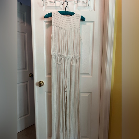 Pinstripe linen romper jumpsuit NWT - Picture 6 of 7